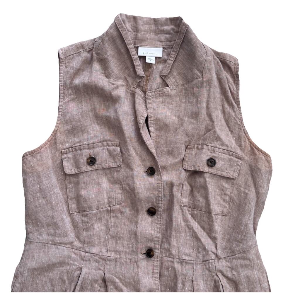 J.Jill Love 100% Linen Sleeveless Brown Button Dress Sz S Classic Sustainable - Picture 2 of 8
